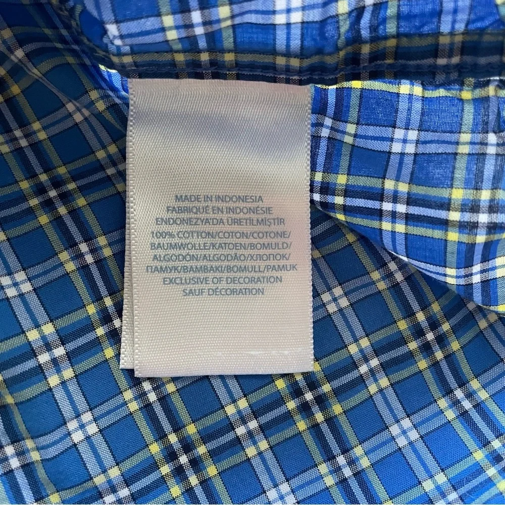 Ralph Lauren Blue Plaid Short Sleeve Button Down Size 12 months